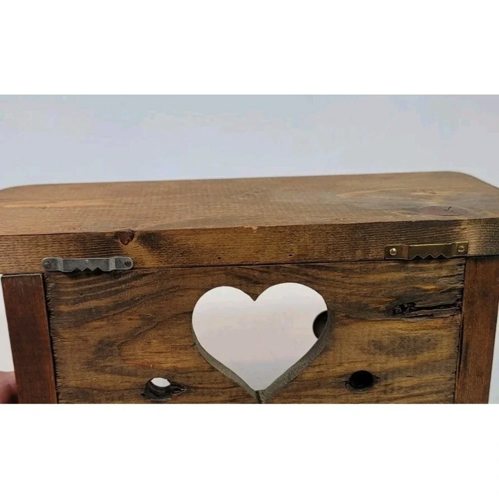 Wood Wall Mounted Shelf with Heart Cutout, Peg Hooks, Country Style 12x3.5x6